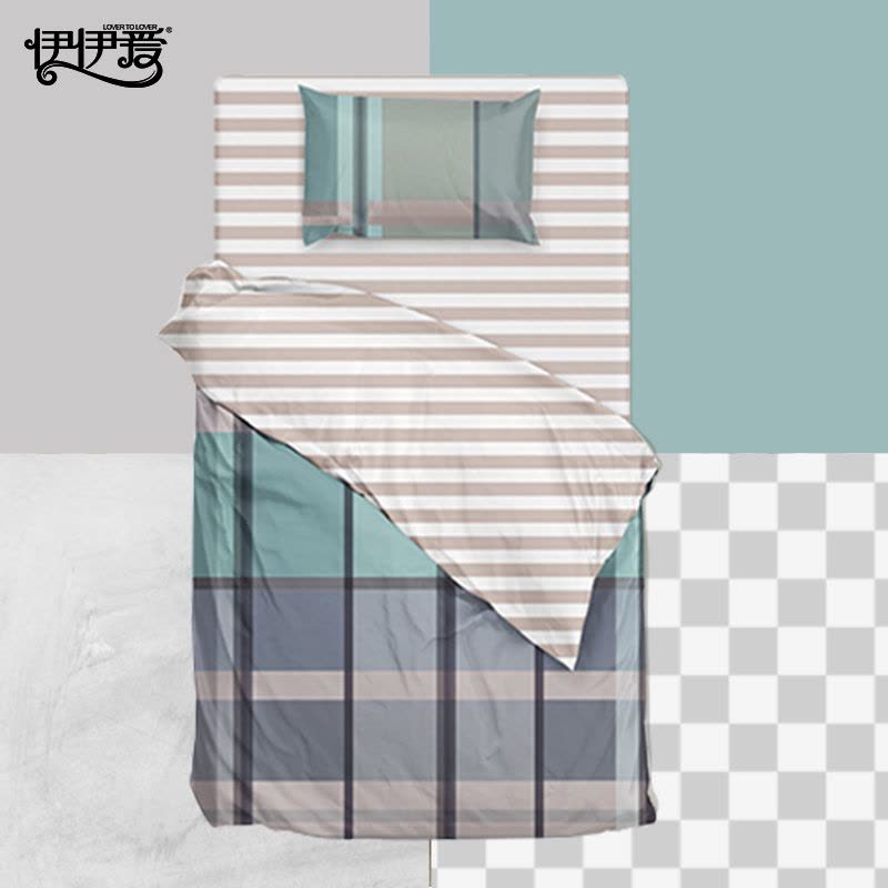 伊伊爱 全棉印花时尚格调单人床六件套图片