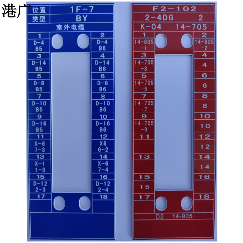 港广十八柱铭牌(80×170mm 双色板)