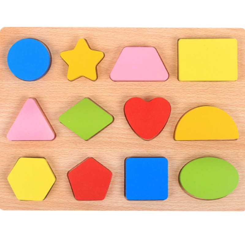 【新品直营】儿童拼音数字玩具木质拼图拼板形状母积木