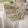 田园餐桌椅垫套装办公室椅子连体垫坐垫靠垫一体连体椅垫_6 50x140cm带扣带 绿格碎花-长款垫