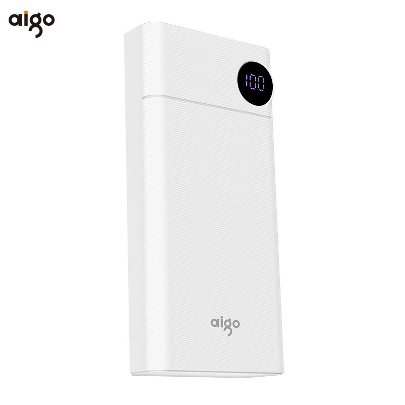 aigo爱国者移动电源F20000 大容量聚合物锂离子电芯 双输入双输出20000毫安 飞机可携带3D晒纹工艺白色高清大图