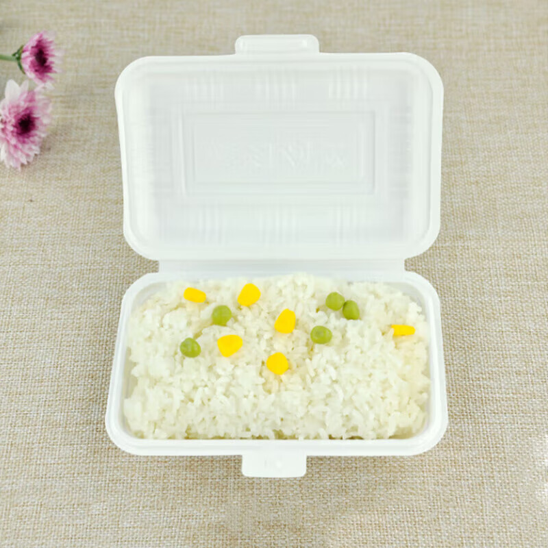 FANGJIE一次性饭盒塑料快餐盒 白色米饭盒 FJ-04 (400个/箱)