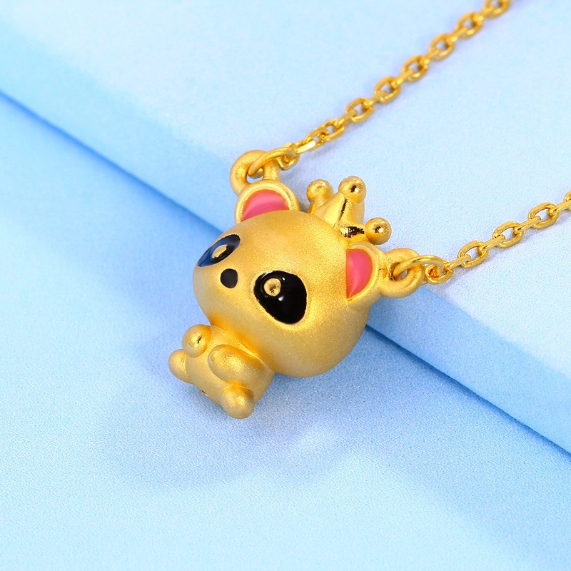 翠绿 黄金套链 精美小熊3D硬金足金999套链 金重约6.3-6.4g B08000090002