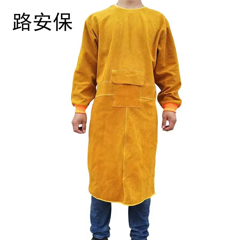 路安保牛皮反穿衣牛皮耐磨隔热防烫防护衣件高清大图