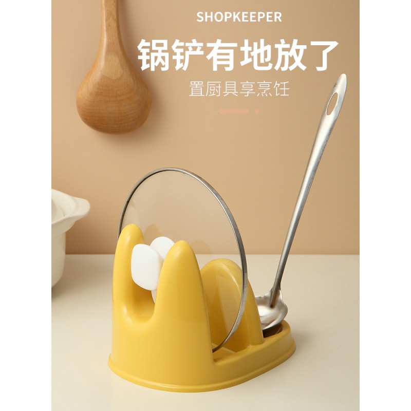 锅盖架坐式厨房台面菜板支架家用放锅盖砧板收纳架锅铲汤勺置物架收纳层架 三维工匠高清大图