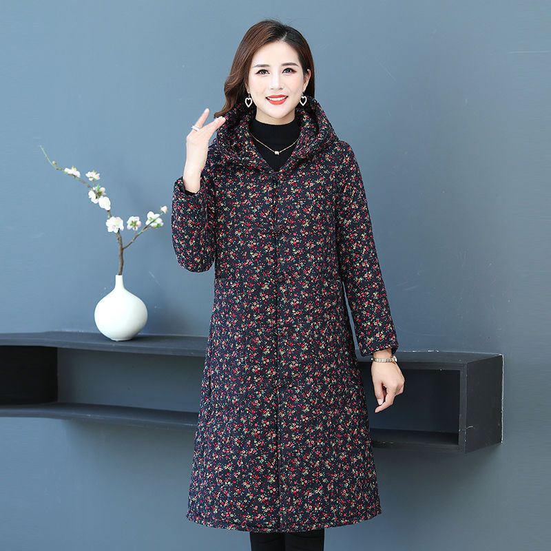 迪鲁奥diluao年货上新中老年棉衣女中年妈妈秋冬装棉衣外套长款过膝