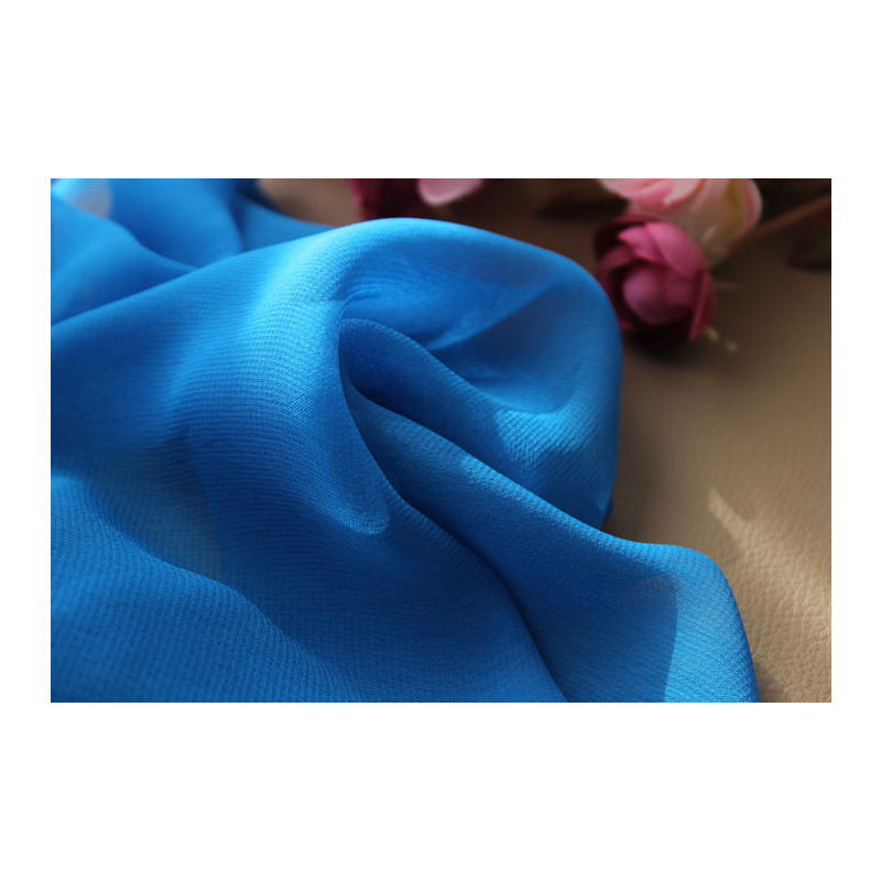 盛世尼曼薄款柔软乔其纱丝巾纯色天蓝色围巾新款单色纱巾女士百搭围巾