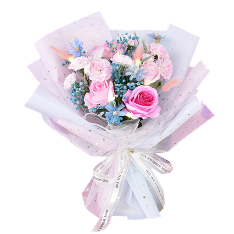 玫瑰满天星花束礼盒仿真康乃馨干花送妈妈生日女友中高考毕业礼物