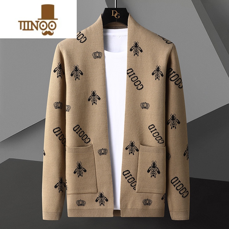 YANXU男士针织衫开衫潮流帅气休闲薄款毛衫2023新款时尚毛衣外套高清大图