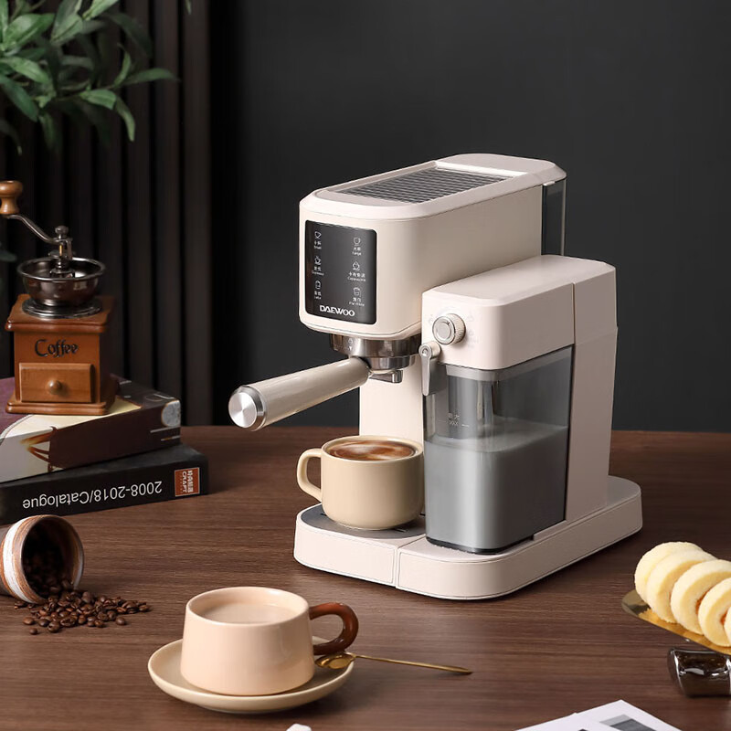 大宇(DAEWOO) 北欧复古风格压力咖啡机 高压萃取高温清洁咖啡机 科洛白 DY-KF10B高清大图
