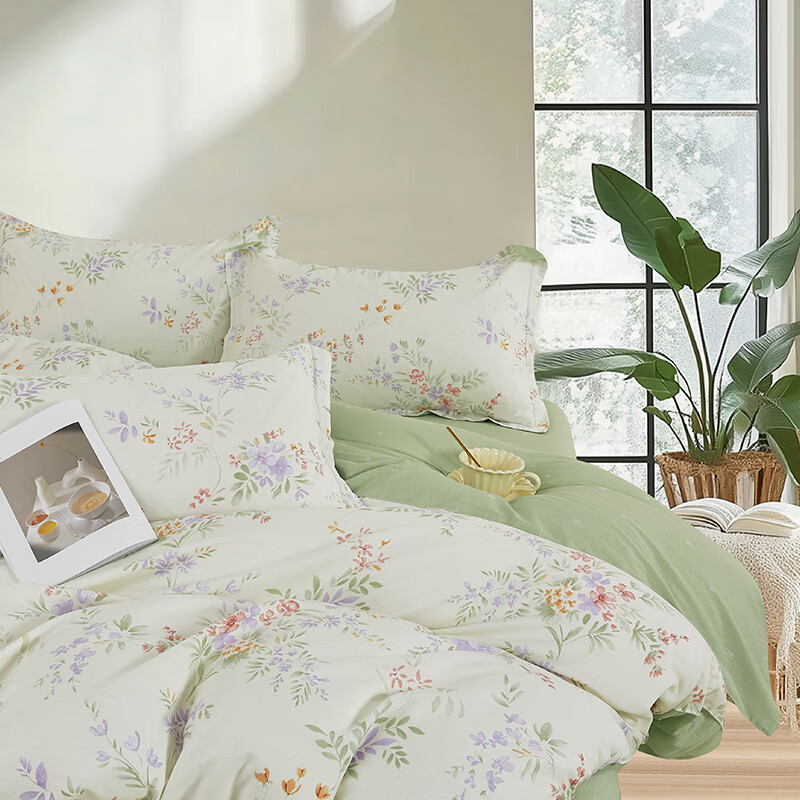 天琴床品四件套230*250cm柔软舒适浮光花屿纯棉佳品TQ-T177高清大图