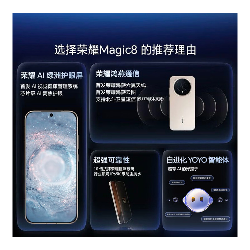 荣耀Magic8 16GB+1TB 旭日金 骁龙8至尊版 超夜神长焦 新一代青海湖电池 5G AI手机高清大图