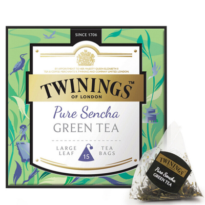 川宁Twinings 醇煎绿茶日式煎茶2g*15片 30g/盒 波兰进口茶叶花草茶丝缎三角袋泡茶包