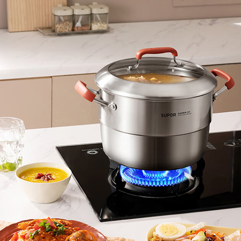 苏泊尔汤锅20cm蒸煮锅家用辅食锅大容量燃气灶电磁炉通用ST20CC1高清大图