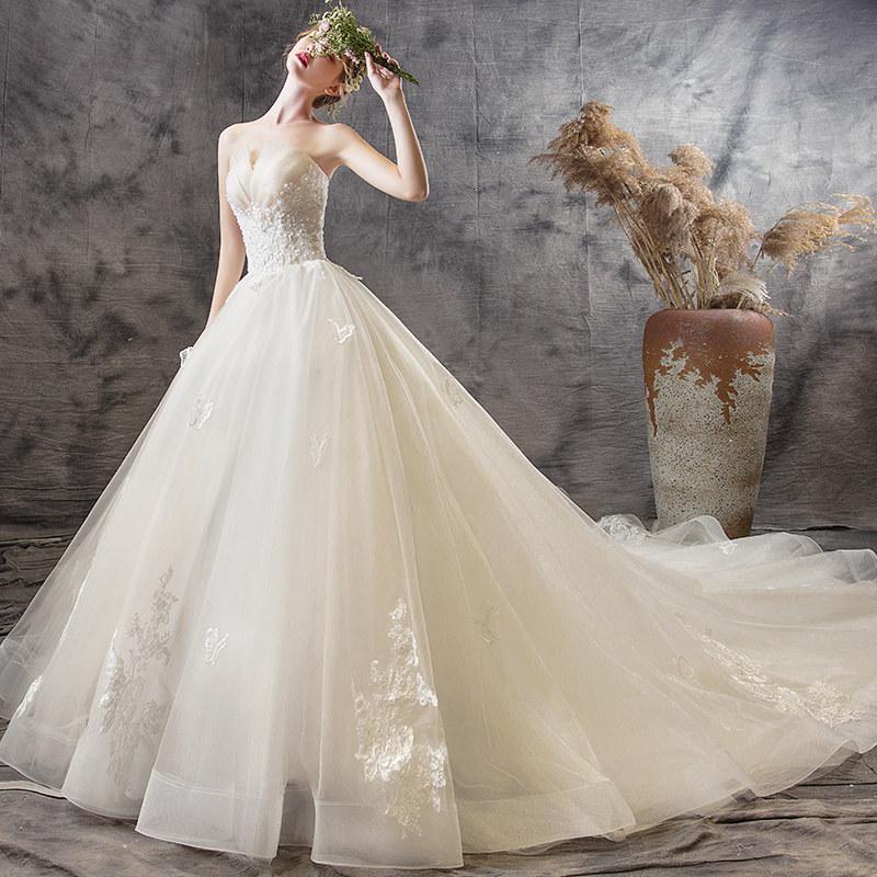 新款婚纱女新娘礼服拖尾小个子2020新款白色抹胸简约韩式森系超仙梦幻