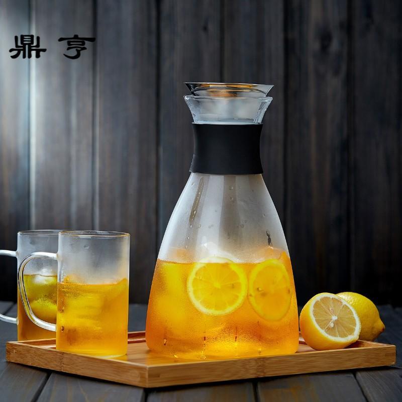 鼎亨 玻璃凉水壶家用耐高温水瓶套装玻璃茶壶大容量果汁冷水壶