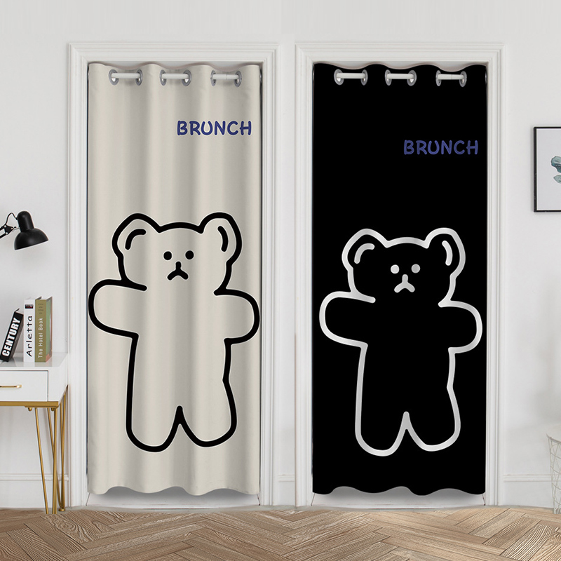 添福运 门帘隔断帘免打孔家用卧室卫生间厨房柜子遮挡布帘子北欧风门帘布艺遮挡窗帘可爱卡通帘子家用卧室厨房卫生间夏季防蚊门帘高清大图
