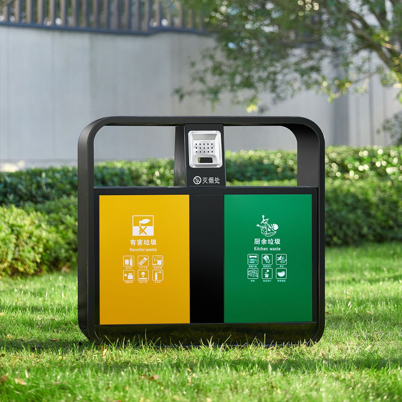 翌嘉 YJ4070418不锈钢分类垃圾箱公共场合环卫果皮箱户外垃圾桶 镀锌板圆角桶高清大图