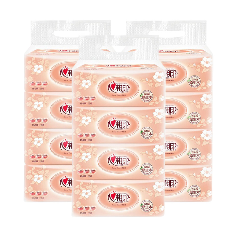 心相印面巾纸150抽*12包纸质细腻经典款DT22150包-12