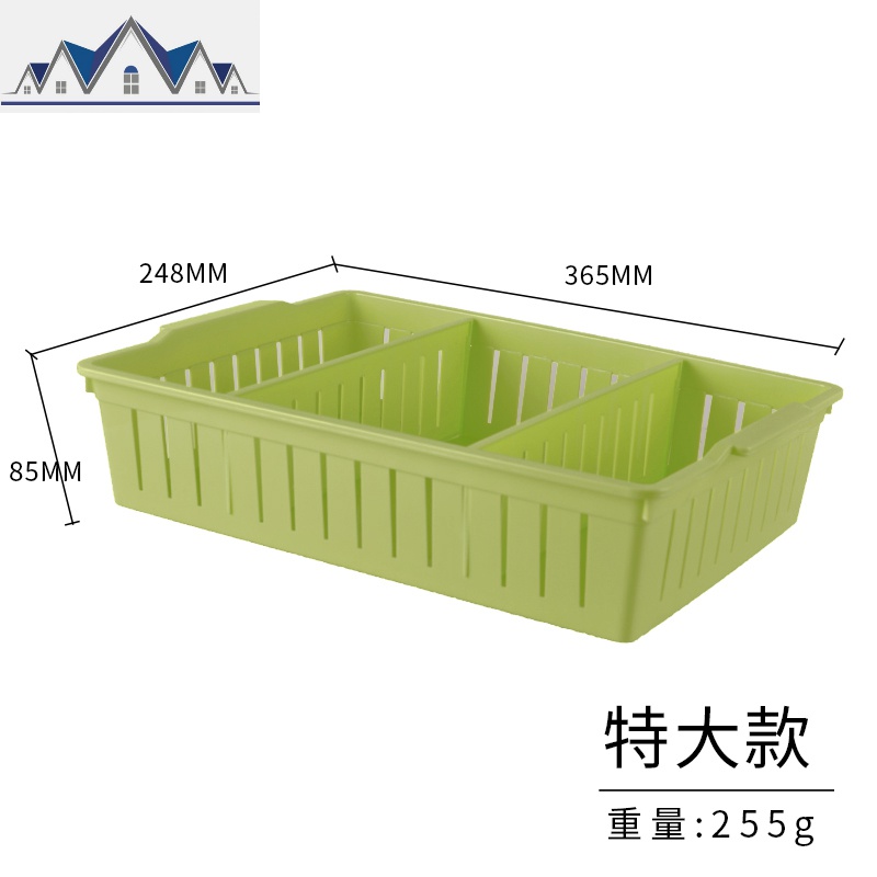 挡板可分格抽屉分层A4塑料篮收纳篮塑料筐置物篮水果篮小篮子小号 三维工匠 特大款绿色（A4）