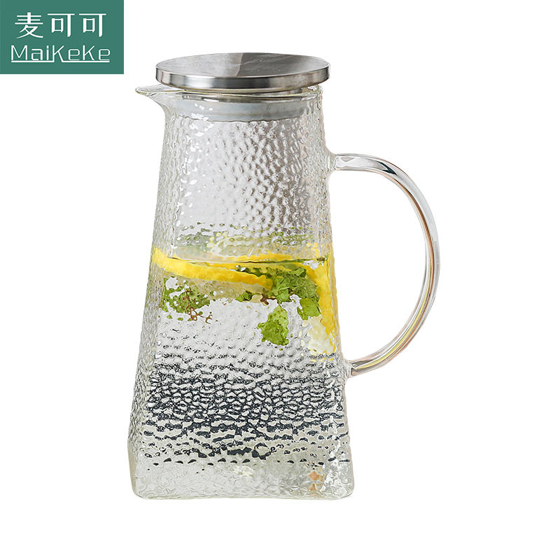 麦可可 日式锤纹玻璃水壶家用冷水壶耐高温耐热防爆凉开水壶凉水壶 锤纹壶1.2L 1200ML