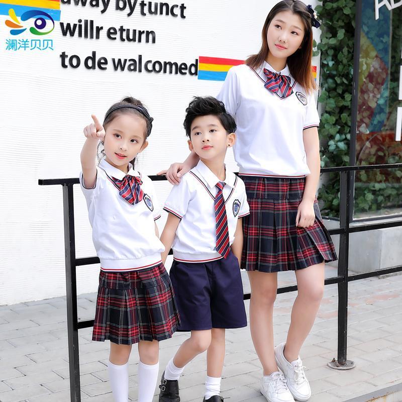 女童校服短裙藏青色校服裤百褶裙纯棉夏季儿童半身裙女学院风夏装