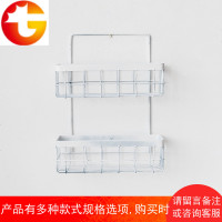 北欧铁艺厨房墙面壁挂卫生间墙上置物架免打孔收纳篮宿舍床头挂篮