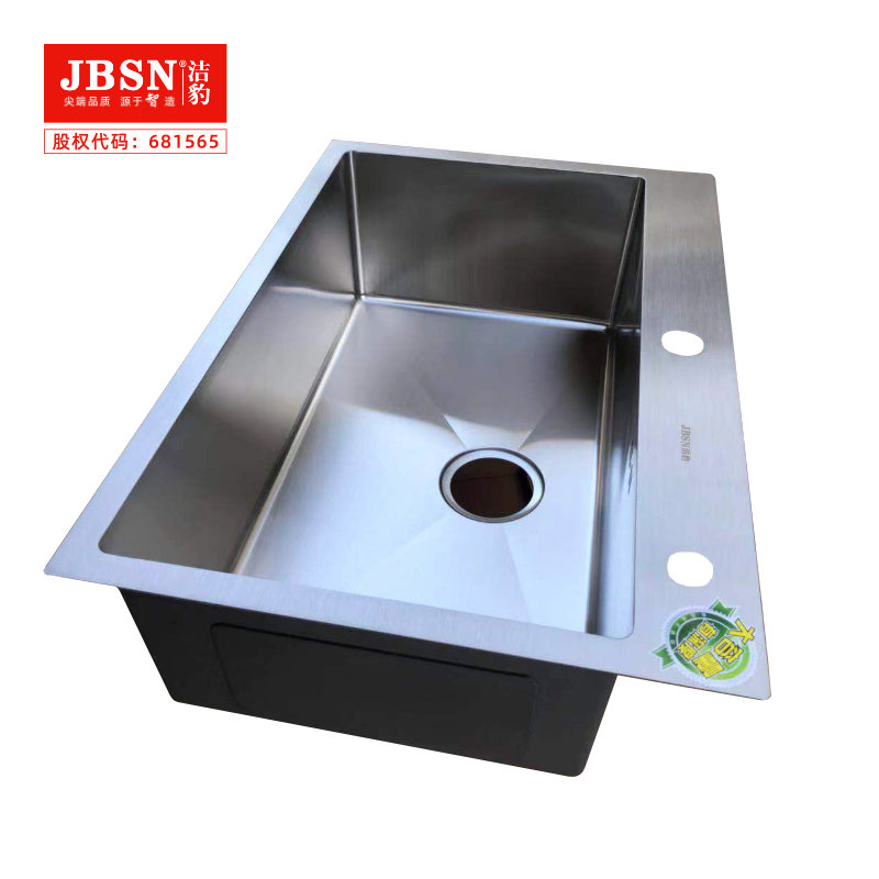 洁豹水暖304不锈钢手工单槽JB6845（单位：套）高清大图