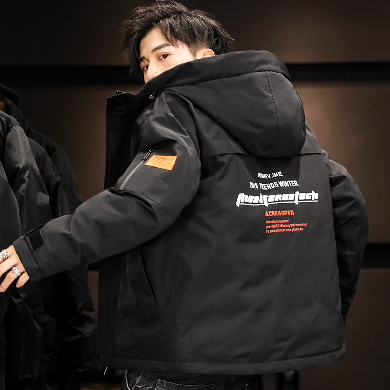 YUANSU棉衣男士冬季外套2020新款冬装潮流连帽棉袄短款衣服工装羽绒棉服棉衣