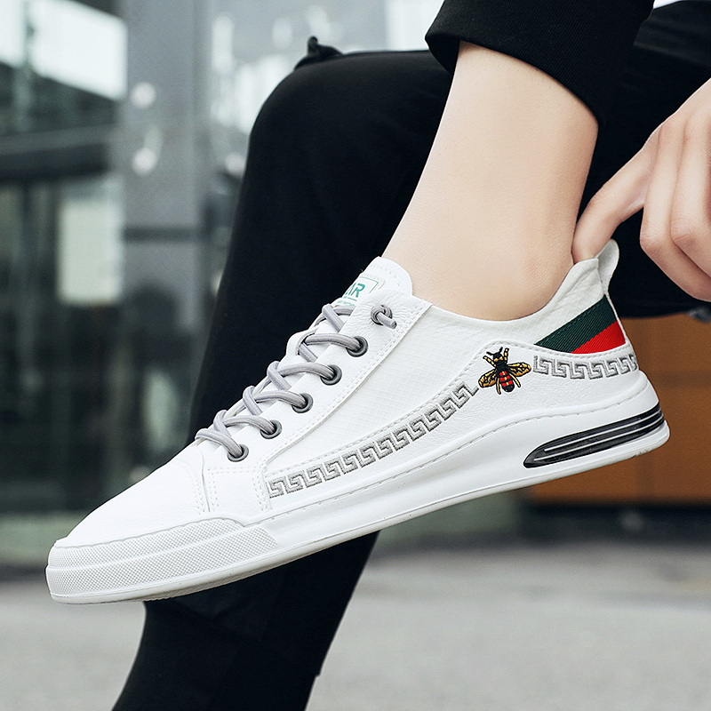 述雅2021新款夏季欧洲站潮牌小蜜蜂男鞋韩版百搭小白透气休闲板鞋潮鞋