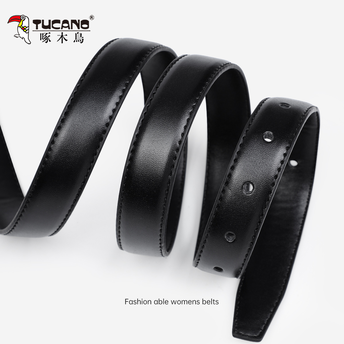 啄木鸟皮带女士真品2025新款配牛仔裤腰带时尚百搭黑色ins女女5高清大图