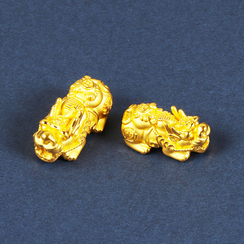 黄金码头3D硬金富甲四方貔貅手串螃蟹如意足金999黄金串珠礼物