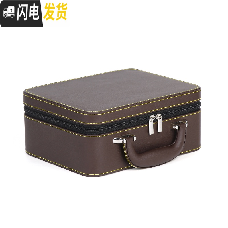 三维工匠皮质多功能旅行便携专业珠宝首饰箱双层可分离首饰品收纳盒高清大图