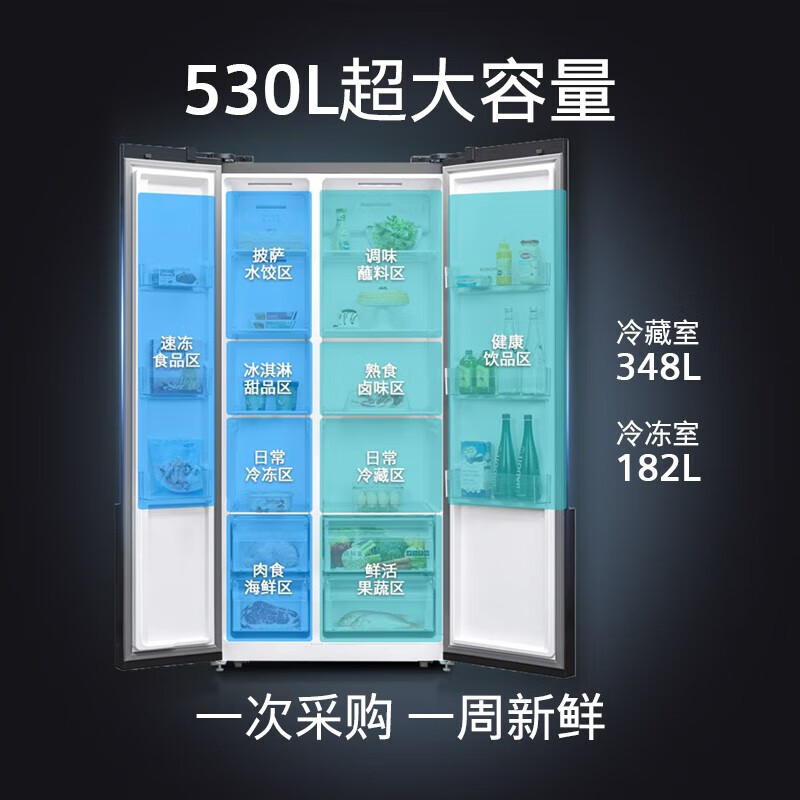 西门子530升对开门变频电冰箱双开门大容量家用 超薄机身 风冷无霜 玻璃面板KA92VB356C