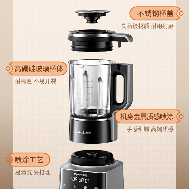 九阳破壁料理机1.75L全自动清洗热烘除菌豆浆机L18-P571