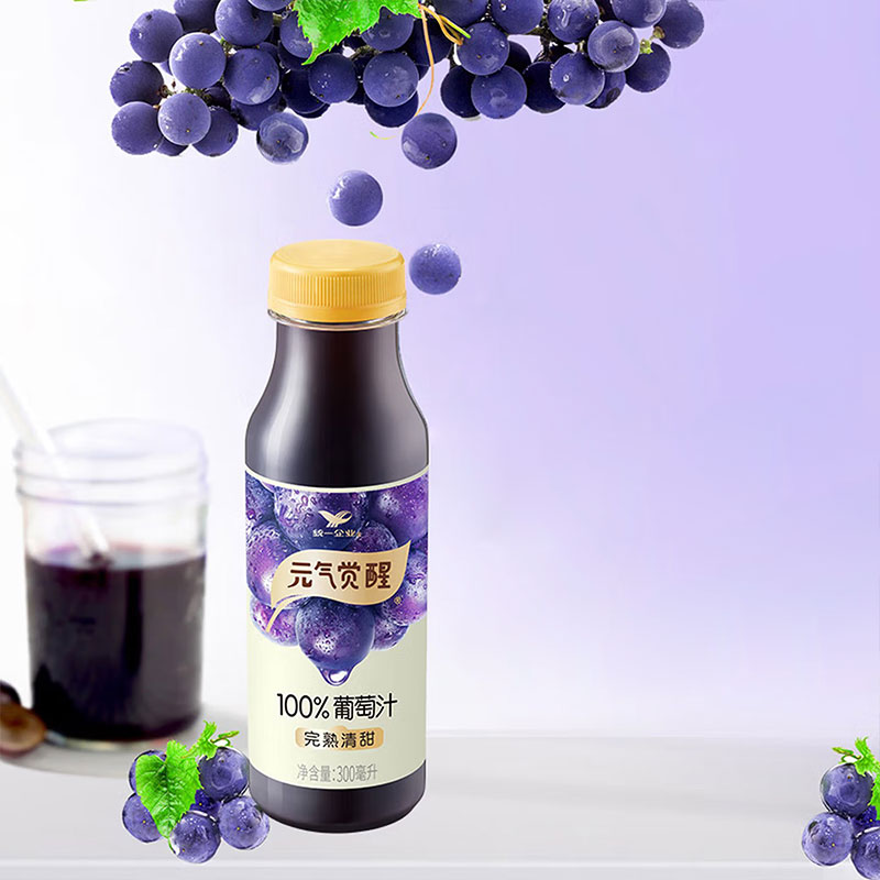 统一 元气觉醒100%葡萄汁 300ml*12瓶 箱高清大图