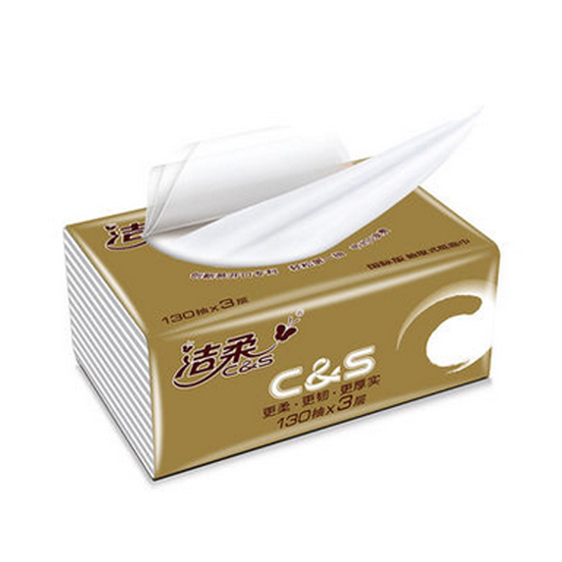 洁柔金尊系列M号尺寸抽纸130抽家用无香3层纸抽6包/提餐巾纸卫生纸