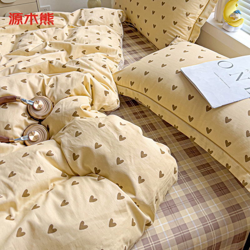 源木熊礼袋款S076全棉纯棉一字绣四件套床单款2.0四件套-被套220*240高清大图