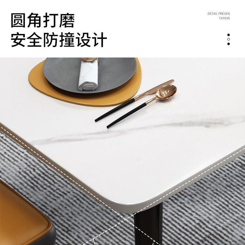 岩板餐桌椅组合意式轻奢家用小户型现代简约实木饭桌子高清大图
