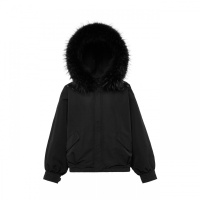 波司登女士短款大毛领羽绒服2018冬季时尚厚外套B80141518DS