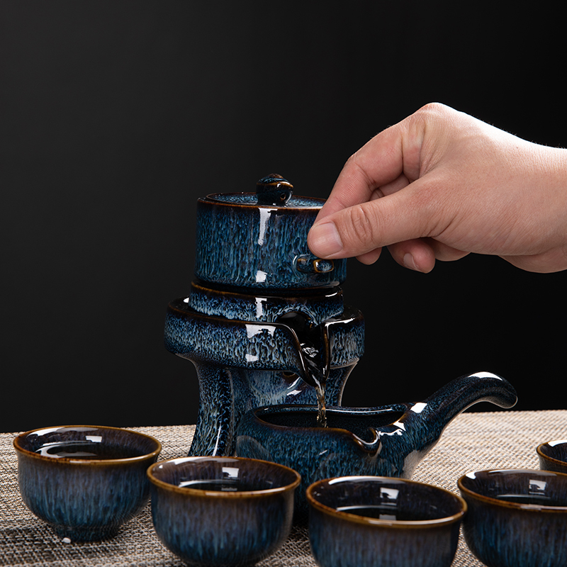 唐宏坊 茶具套装半全自动家用陶瓷懒人茶具石磨茶壶茶杯礼品套装功夫茶具