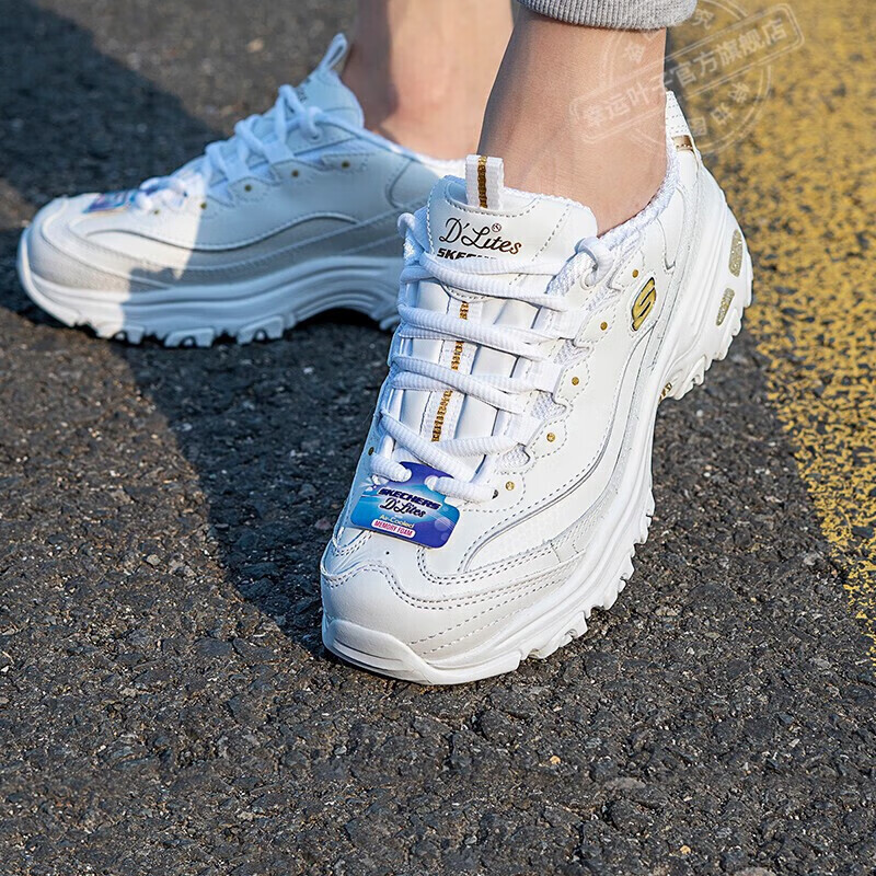 斯凯奇(Skechers)老爹鞋女鞋运动鞋时尚耐磨轻便透气板鞋舒适休闲鞋复古熊 11931-WGD 5/35/220mm