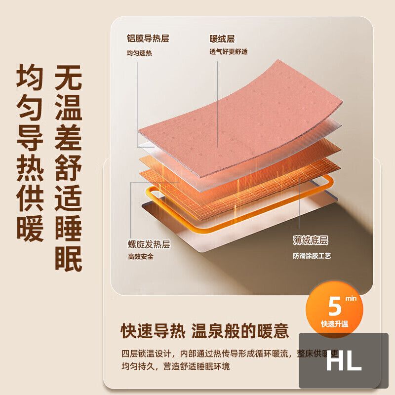 奥克斯电热毯AC15 3 180x120cm单控250W智能温控舒适保暖家用安全设计奥克斯电热毯AC8-4(无纺布粉色1高清大图