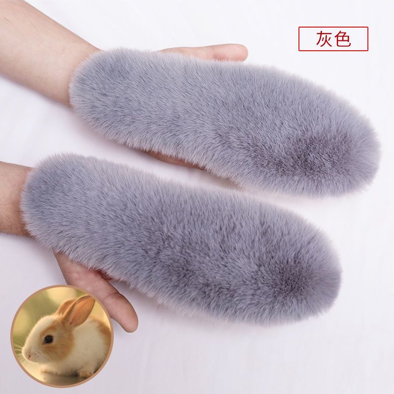 冬季加厚保暖鞋垫仿兔毛羊毛鞋垫皮毛一体雪地靴加绒棉男女毛绒软 仿羊毛棕色加厚 2双装 35