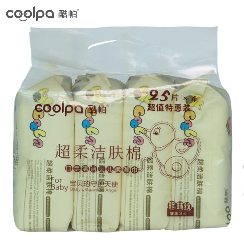 酷帕Copu口手清洁婴儿柔湿巾-25片*4包 KPY-25Z河南生产 两年保质期