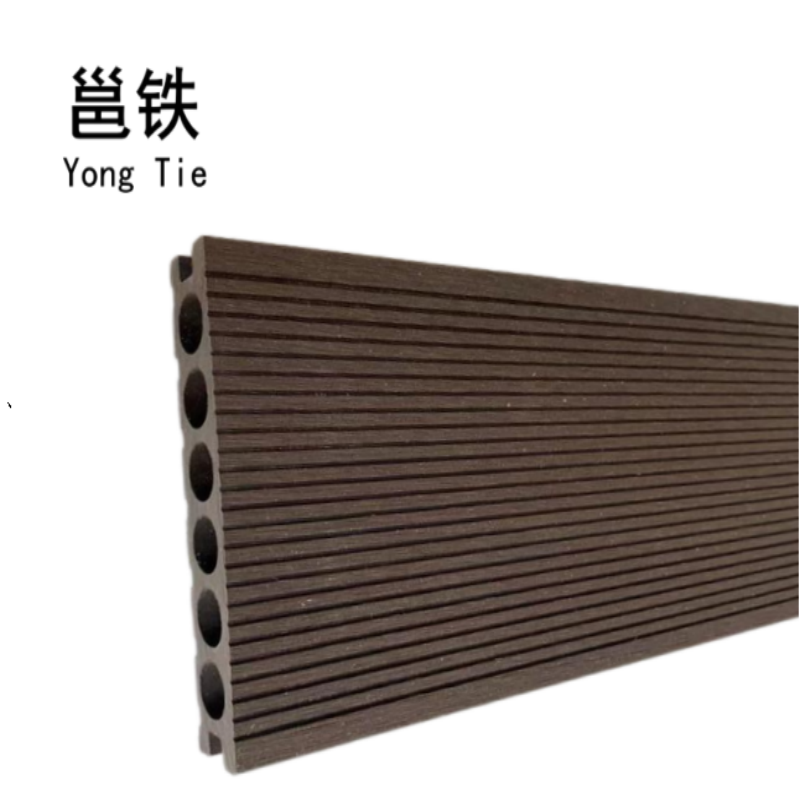 邕铁 塑木地板定制 供挤圆孔木纹款 平方米高清大图