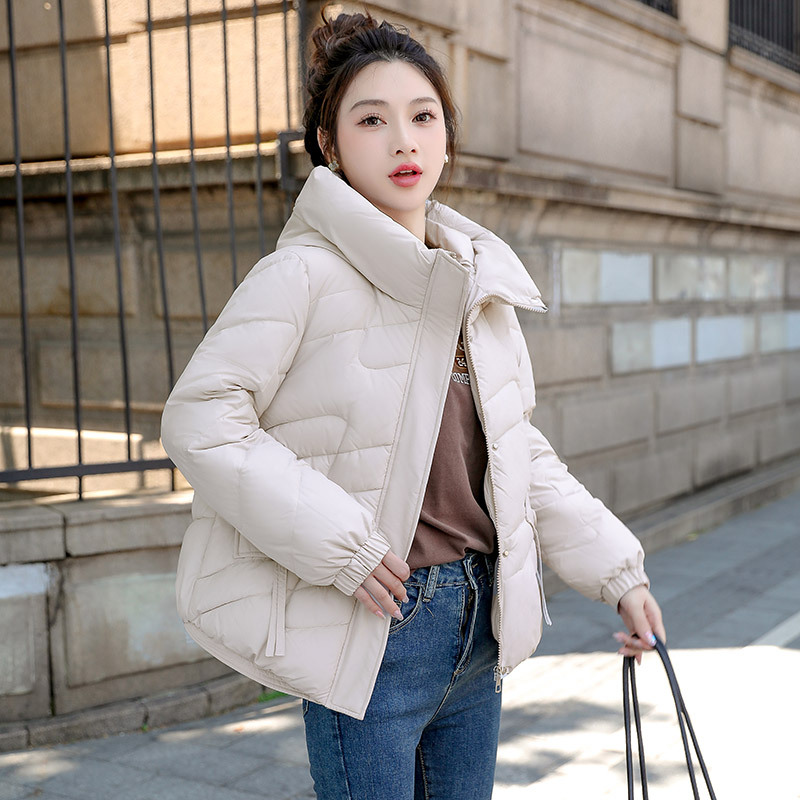 冬季羽绒棉棉衣女保暖棉服外套2024新款时尚休闲纯色连帽短款上衣高清大图