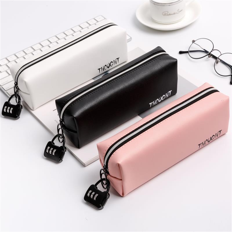 笔袋韩版初中学生文具盒男女大容量简约文具袋小学生密码锁铅笔盒