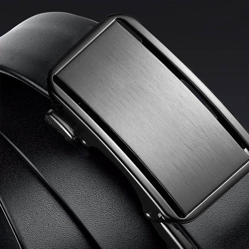 苏宁宜品头层牛皮腰带男自动扣休闲商务真皮皮带无夹层男中青年简约裤带男FG-31高清大图