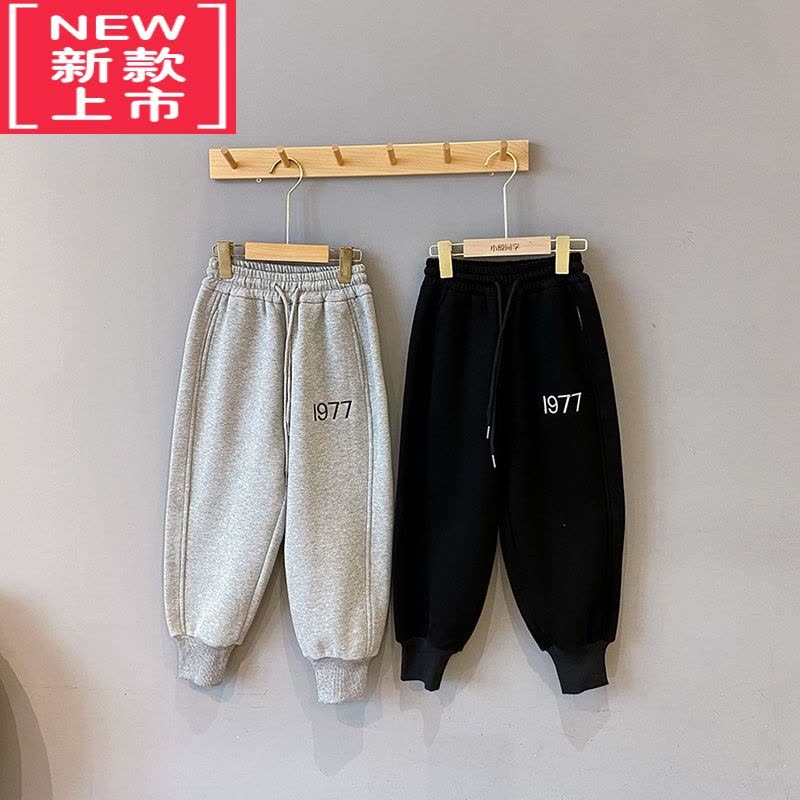 可莉允男童加绒运动裤冬季加厚保暖新款2022韩版休闲自制款儿童冬装裤子保暖裤图片